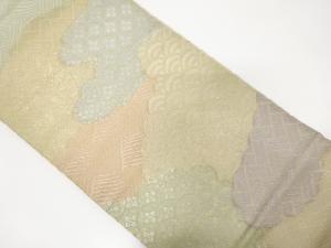 アンティーク　雲取りに古典柄模様織り出し袋帯(着用可)